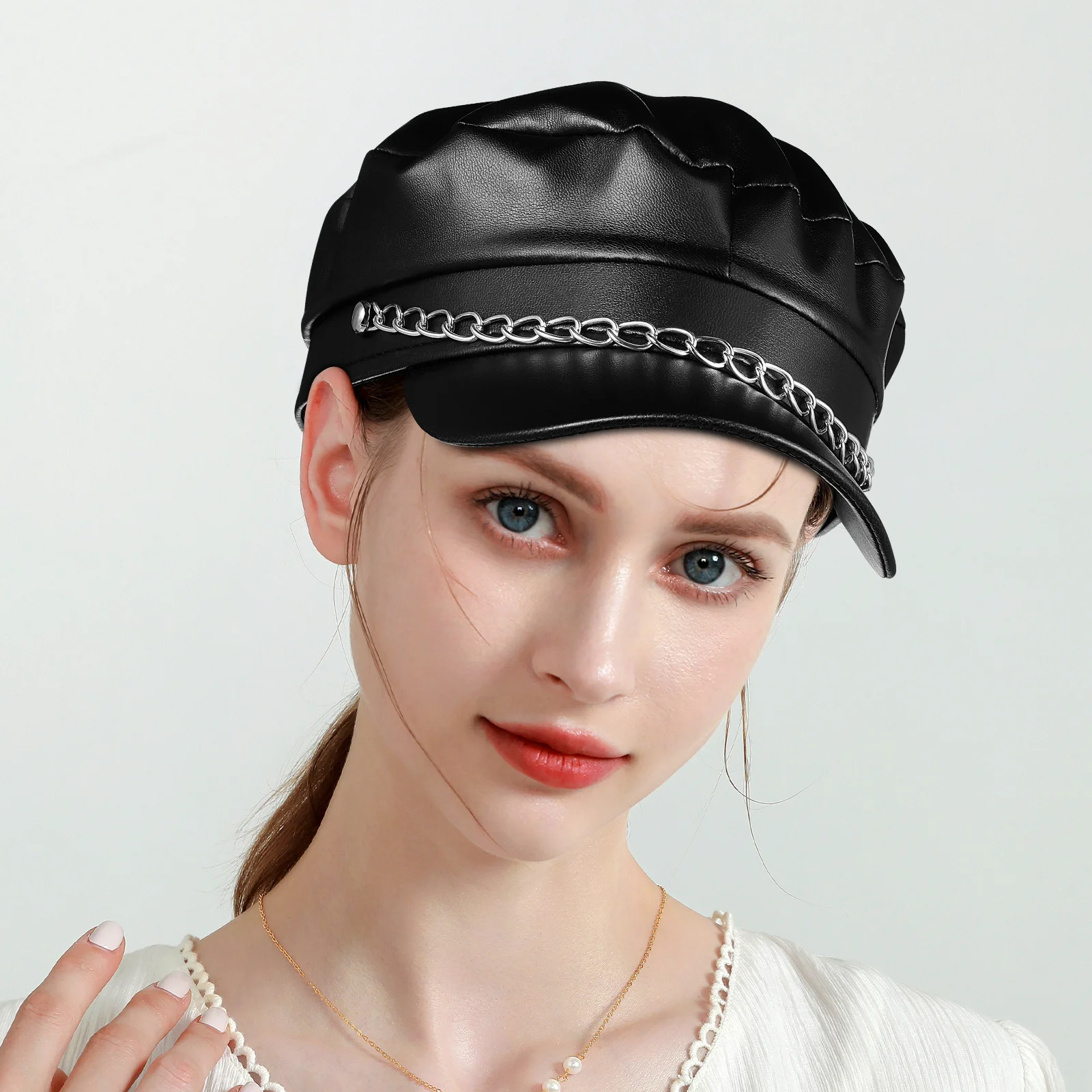 Cap Pu Iron Chain Retro Flat Top Sailor Hat Biker Hats For Men For Men Women Costume Party Travel Accessory
Cap Pu Iron Chain Retro Flat Top Sailor Hat Biker Hats For Men For Men Women Costume Party Travel Accessory