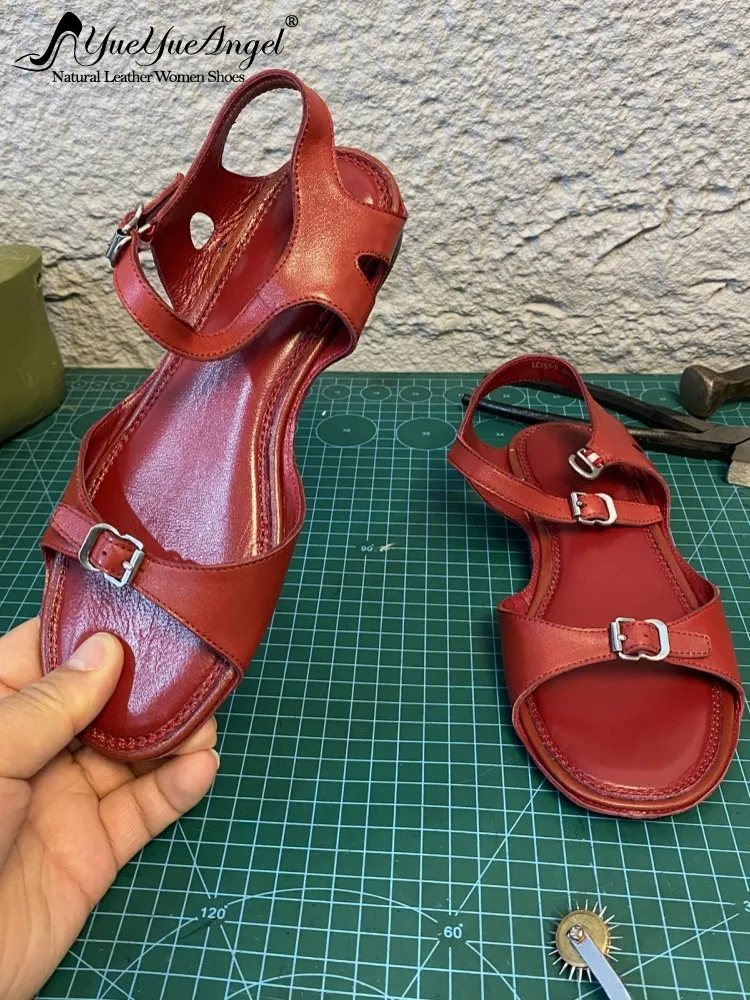 Summer Women Handmade Sheepskin Genuine Leather Sandals Casual Flats Comfortable Shoes Buckle Designer Open Toe Ladies Sandals
Summer Women Handmade Sheepskin Genuine Leather Sandals Casual Flats Comfortable Shoes Buckle Designer Open Toe Ladies Sandals