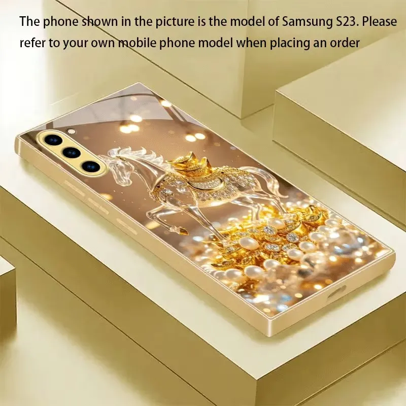 Crystal Horse & pearl Pattern Tempered Glass Phone Case For Samsung Galaxy S25 Ultra S24 S23 Plus S25 FE S23Ultra Premium Cover
Crystal Horse & pearl Pattern Tempered Glass Phone Case For Samsung Galaxy S25 Ultra S24 S23 Plus S25 FE S23Ultra Premium Cover