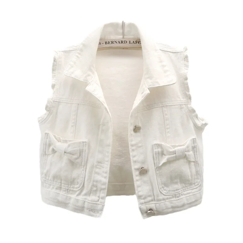 Summer Women New Fashion White Denim Vest Slim Short Cowboy Waistcoats Casual Big Pocket Sleeveless Jeans Vests Jacket Female
Summer Women New Fashion White Denim Vest Slim Short Cowboy Waistcoats Casual Big Pocket Sleeveless Jeans Vests Jacket Female