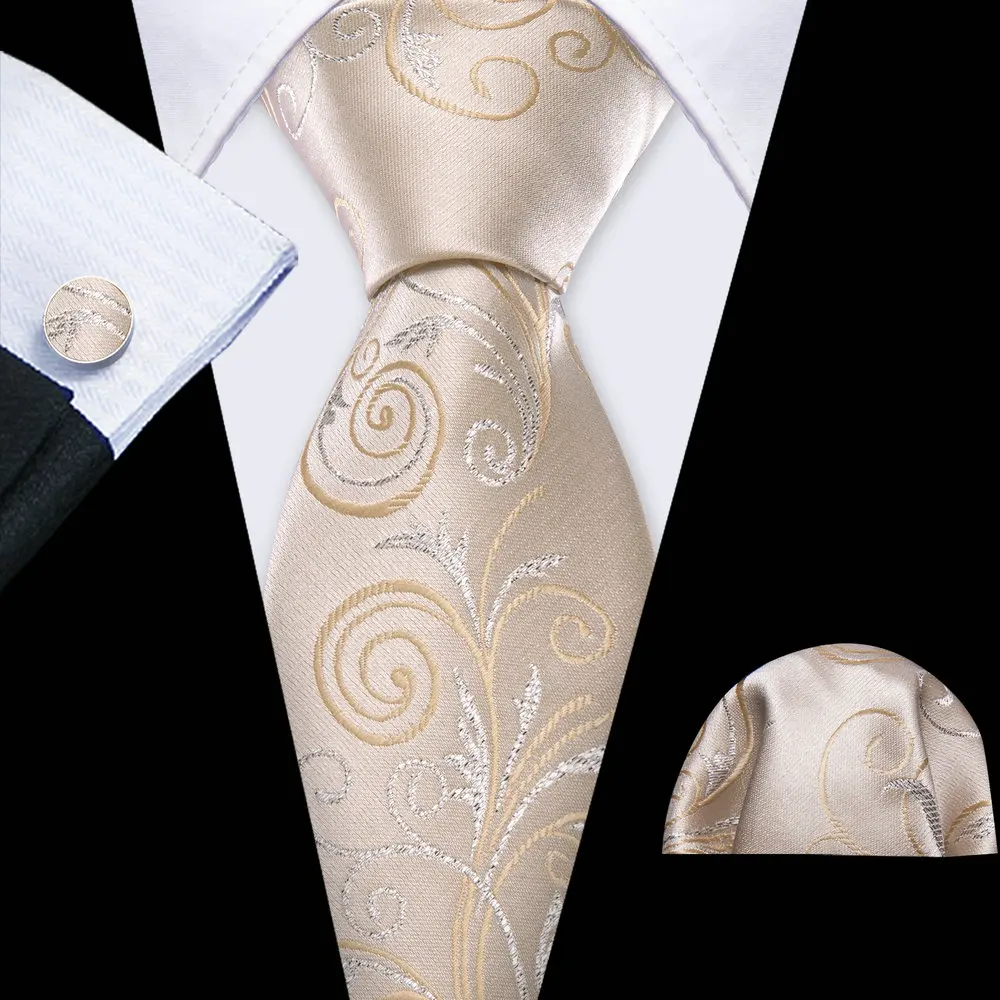 Champagne Men's Tie With Pocket Square Cufflink Sets Fashion Floral Silk Suit Necktie For Male Wedding Designer Party Barry.Wang
Champagne Men's Tie With Pocket Square Cufflink Sets Fashion Floral Silk Suit Necktie For Male Wedding Designer Party Barry.Wang