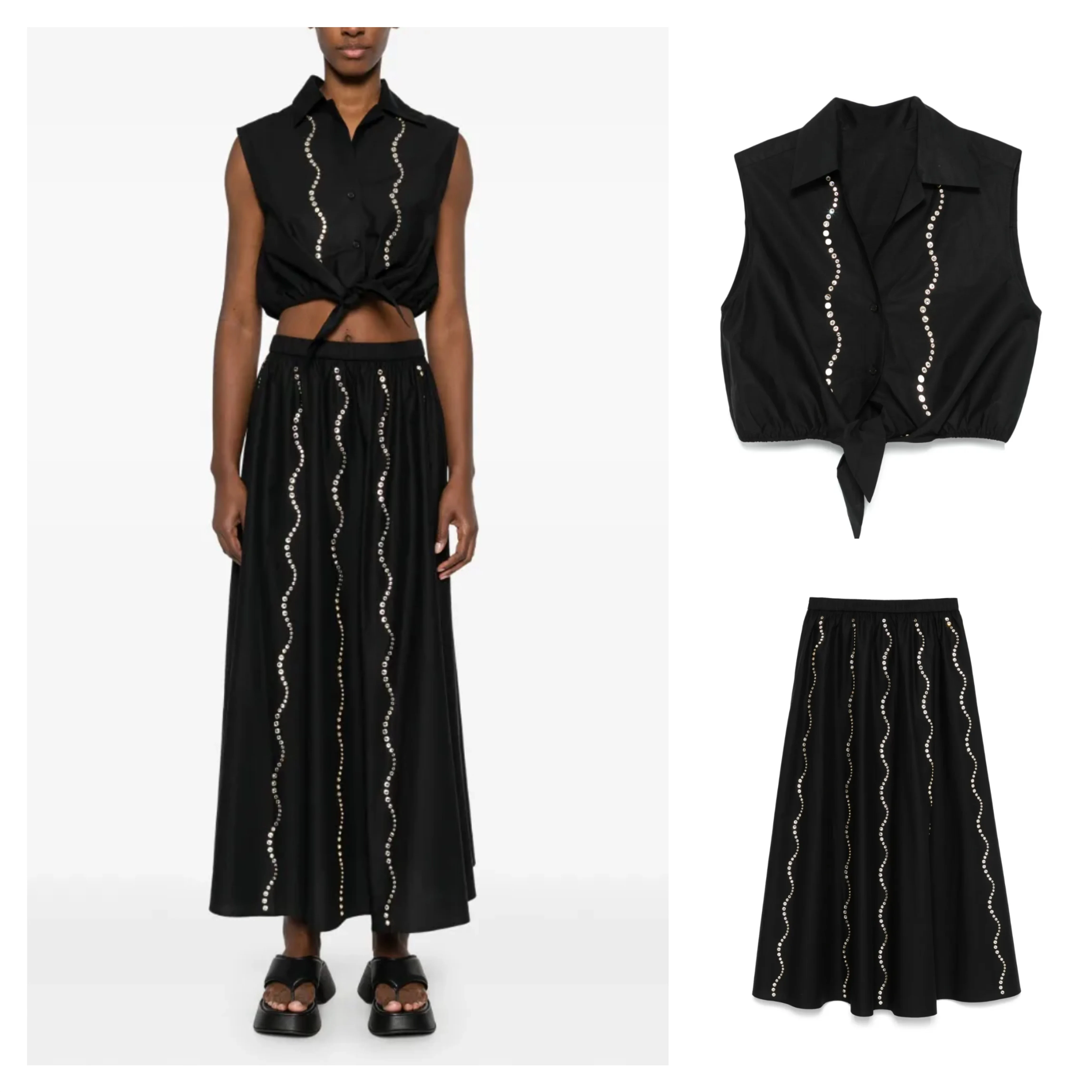 Black High Waist Decorative Rivet Vest Long Skirt Set Spring Fashion French Style Loose Fit Cotton Casual Women's Outfit
Black High Waist Decorative Rivet Vest Long Skirt Set Spring Fashion French Style Loose Fit Cotton Casual Women's Outfit