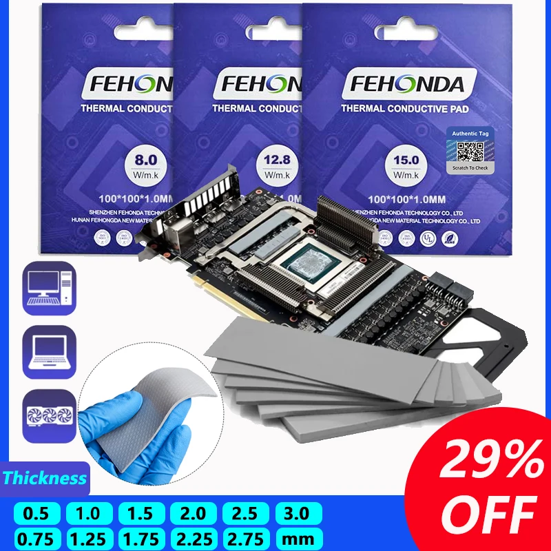 15W 12W 8W Professional Grade Fehonda Thermal Pad 2.0mm 85x45mm 100*100mm Termal Pad For Cpu GPu
15W 12W 8W Professional Grade Fehonda Thermal Pad 2.0mm 85x45mm 100*100mm Termal Pad For Cpu GPu