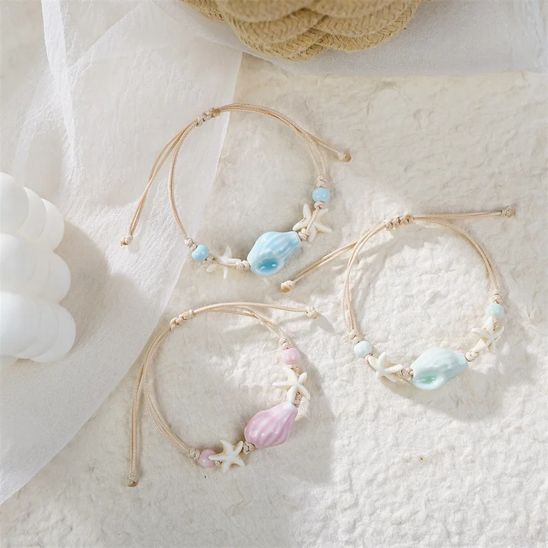 Couple Conch Starfish Shells Beaded Bracelets for Women Boho Style Shell Beaded Beach Ceramic Bangles Jewelry Gift Adjustable
Couple Conch Starfish Shells Beaded Bracelets for Women Boho Style Shell Beaded Beach Ceramic Bangles Jewelry Gift Adjustable