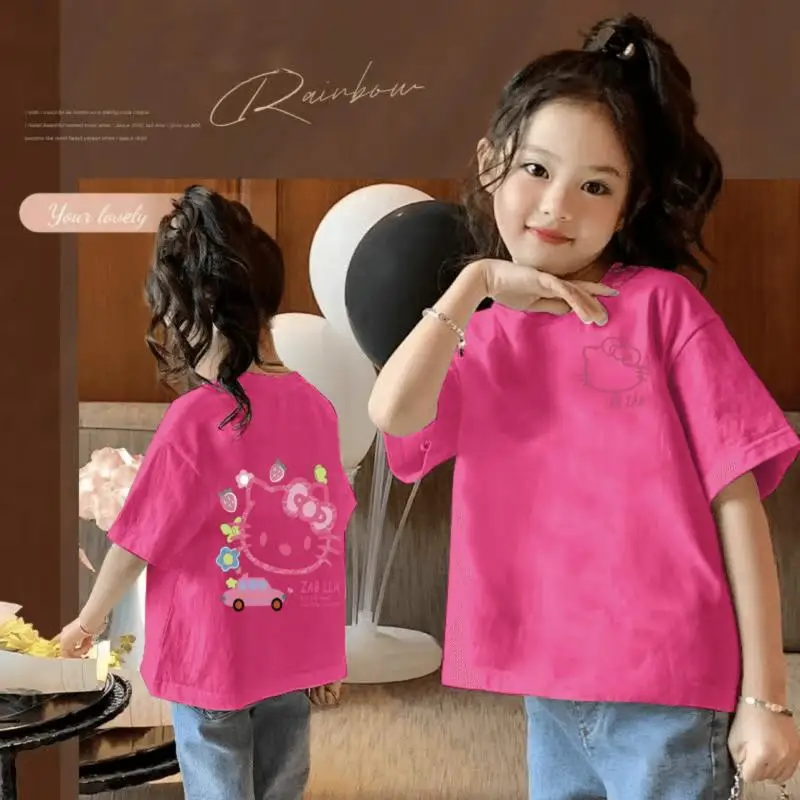 Аниме мультфильм Sanrio Hello Kitty My Melody Kuromi из чистого хлопка с короткими рукавами, новая летняя детская футболка, модный повседневный топ
Аниме мультфильм Sanrio Hello Kitty My Melody Kuromi из чистого хлопка с короткими рукавами, новая летняя детская футболка, модный повседневный топ