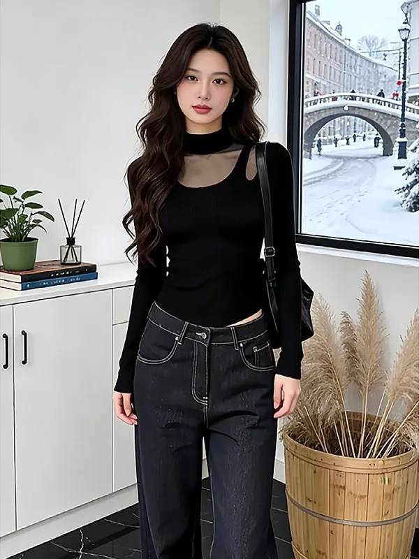 Сексуальная футболка больших размеров с высоким воротником Me Splice Long Sve, женская осенне-зимняя дизайнерская футболка Fce Brued Base Layer Top
Сексуальная футболка больших размеров с высоким воротником Me Splice Long Sve, женская осенне-зимняя дизайнерская футболка Fce Brued Base Layer Top