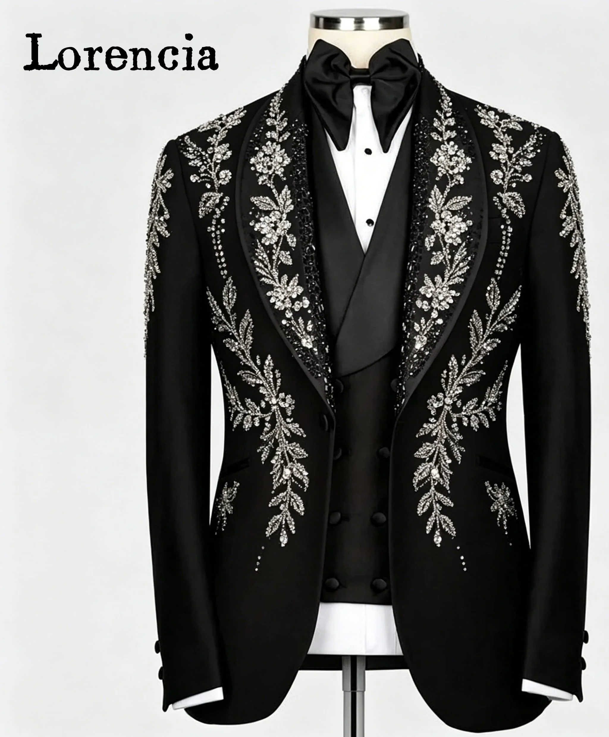 Luxury Beaded Stone 3 Pieces Men's Suits Slim Fit Shawl Lapel Jacket Vest Pants Groom Customized Business Tuxedos alo kleding
Luxury Beaded Stone 3 Pieces Men's Suits Slim Fit Shawl Lapel Jacket Vest Pants Groom Customized Business Tuxedos alo kleding