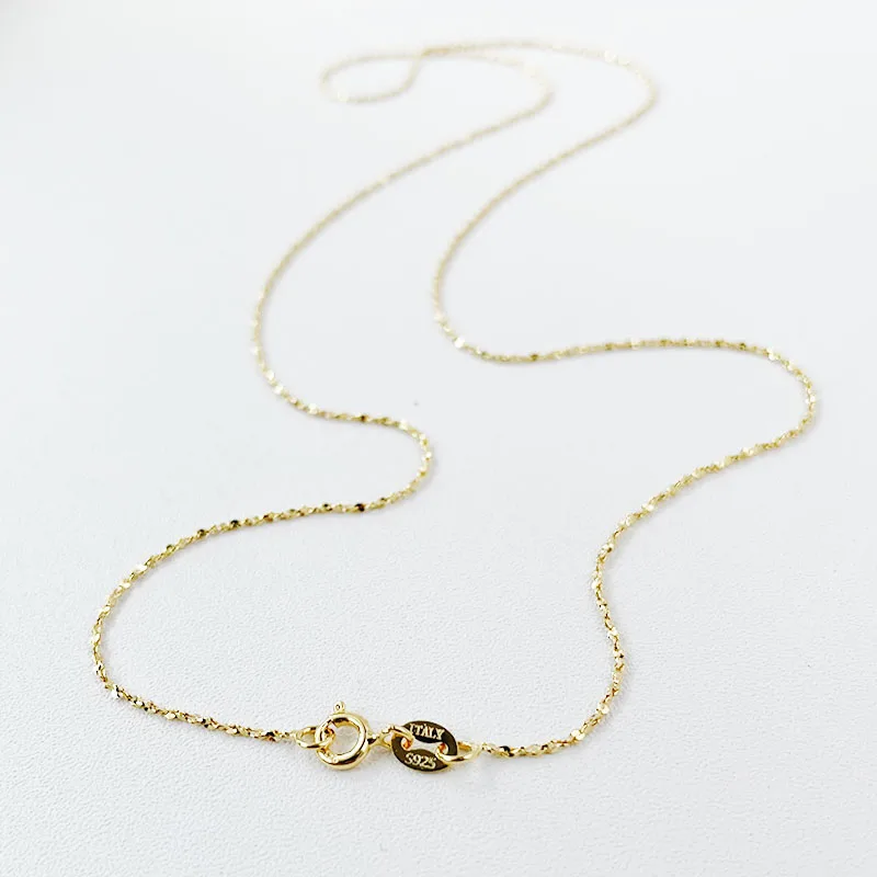 1mm Thin 925 Sterling Silver Gold Color Sky Star Link Chain Necklace For Women Girls Jewelry Collares Kolye Collier 40cm 45cm
1mm Thin 925 Sterling Silver Gold Color Sky Star Link Chain Necklace For Women Girls Jewelry Collares Kolye Collier 40cm 45cm