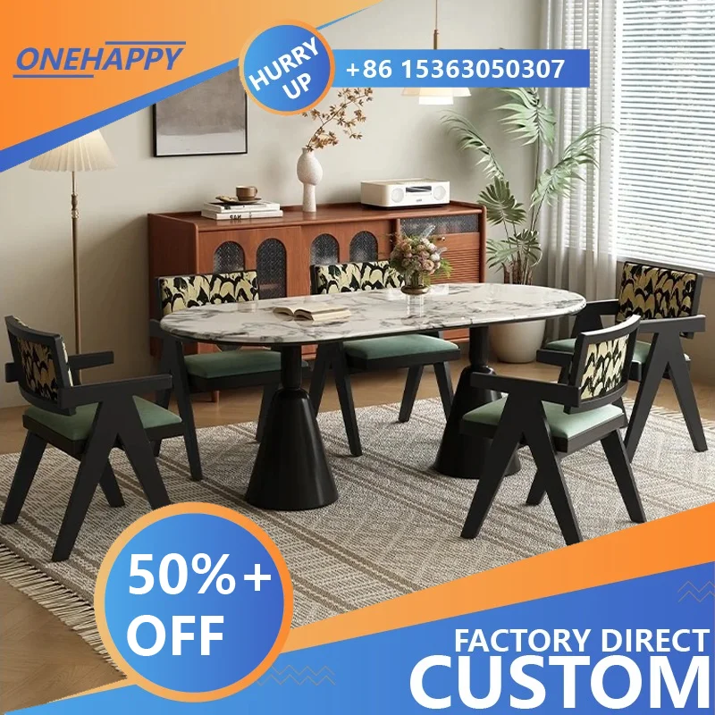 Any Size Custom Oval Rounded Edge Marble Dining Table Collision Stain Resistant Black Tapered Metal Base House Dining Furniture
Any Size Custom Oval Rounded Edge Marble Dining Table Collision Stain Resistant Black Tapered Metal Base House Dining Furniture