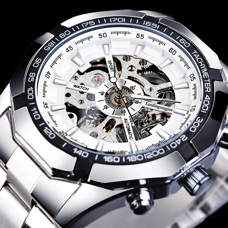 New High-End Business Men's Luxury Automatic Mechanical Watch with Skeleton Design - Stainless Steel Strap, Round Dial, Men's Watch, Open Automatic Movement, High-End Sporty Style, Skeleton Watch | Skeleton Watch | Stainless Steel Case, the First Choice f
New High-End Business Men's Luxury Automatic Mechanical Watch with Skeleton Design - Stainless Steel Strap, Round Dial, Men's Watch, Open Automatic Movement, High-End Sporty Style, Skeleton Watch | Skeleton Watch | Stainless Steel Case, the First Choice f