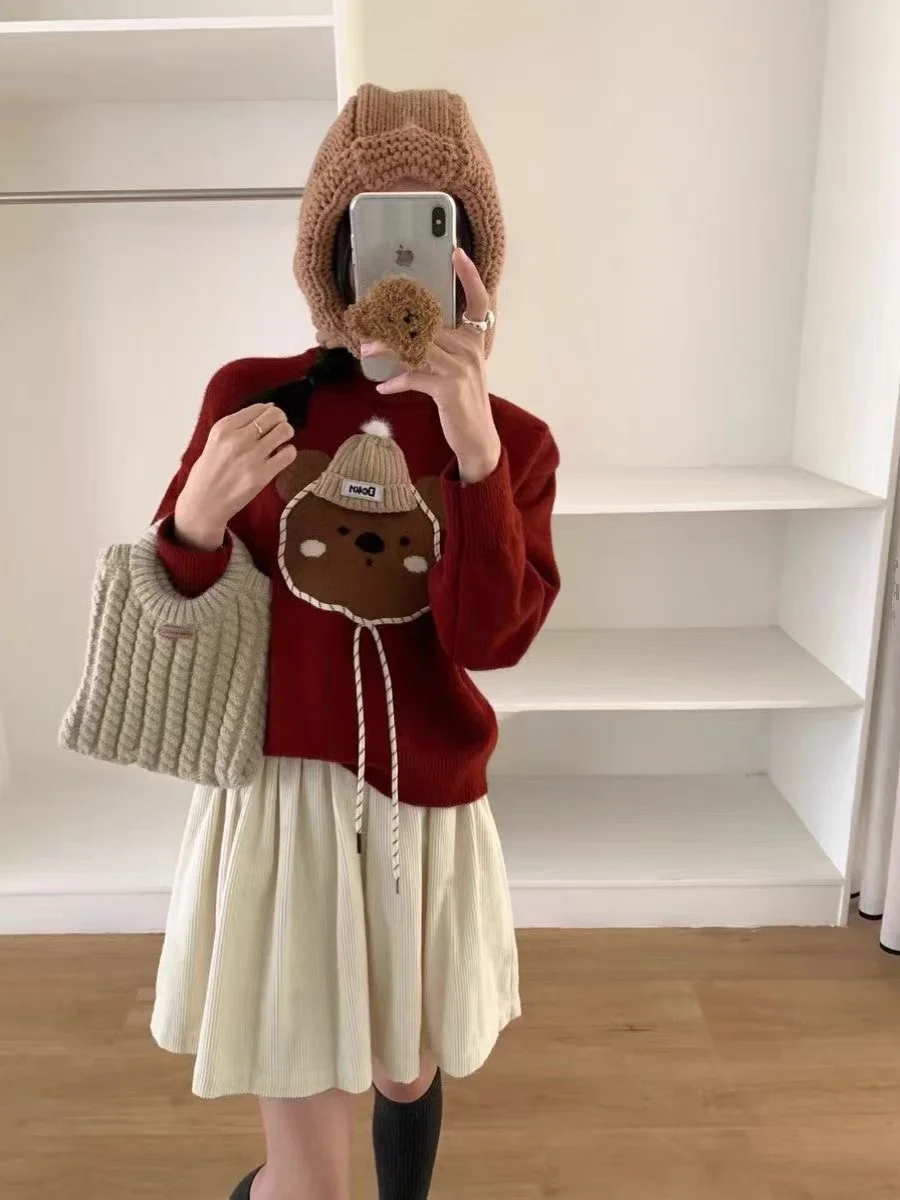 Cisas Sle ручной вязки свитер с рисунком красного медведя зимний новый корейский Sle внутренняя одежда топ теплый Thi Long Sve Crew Ne
Cisas Sle ручной вязки свитер с рисунком красного медведя зимний новый корейский Sle внутренняя одежда топ теплый Thi Long Sve Crew Ne