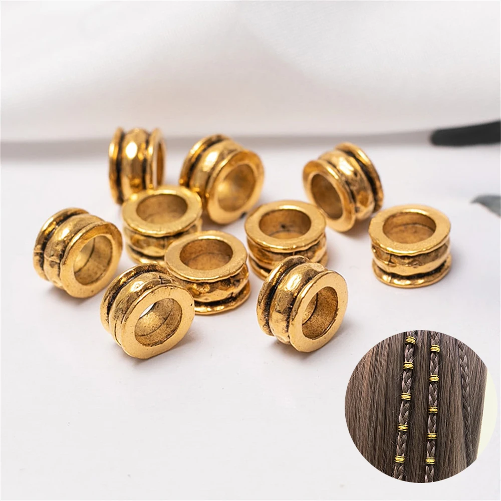 10Pcs/Lot Vintage Big Hole Beads for Hair Braids Antique Gold Round Clips Rings Head Decoration Jewelry Accessories Hairwear
10Pcs/Lot Vintage Big Hole Beads for Hair Braids Antique Gold Round Clips Rings Head Decoration Jewelry Accessories Hairwear