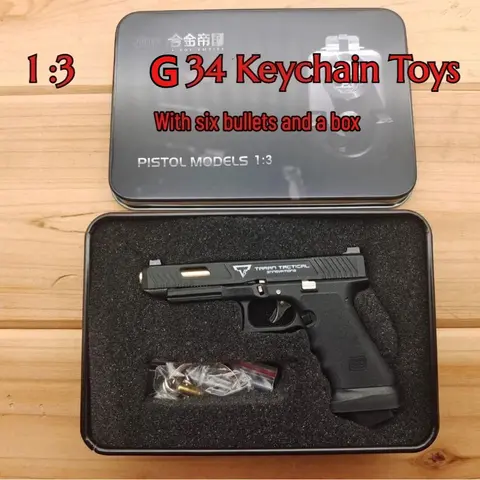 1PC Alloy Empire 1:3 with Keychain Pistol Model Ornaments Simulation Detachable Soldier Equipment with Bullets Decorative Toys