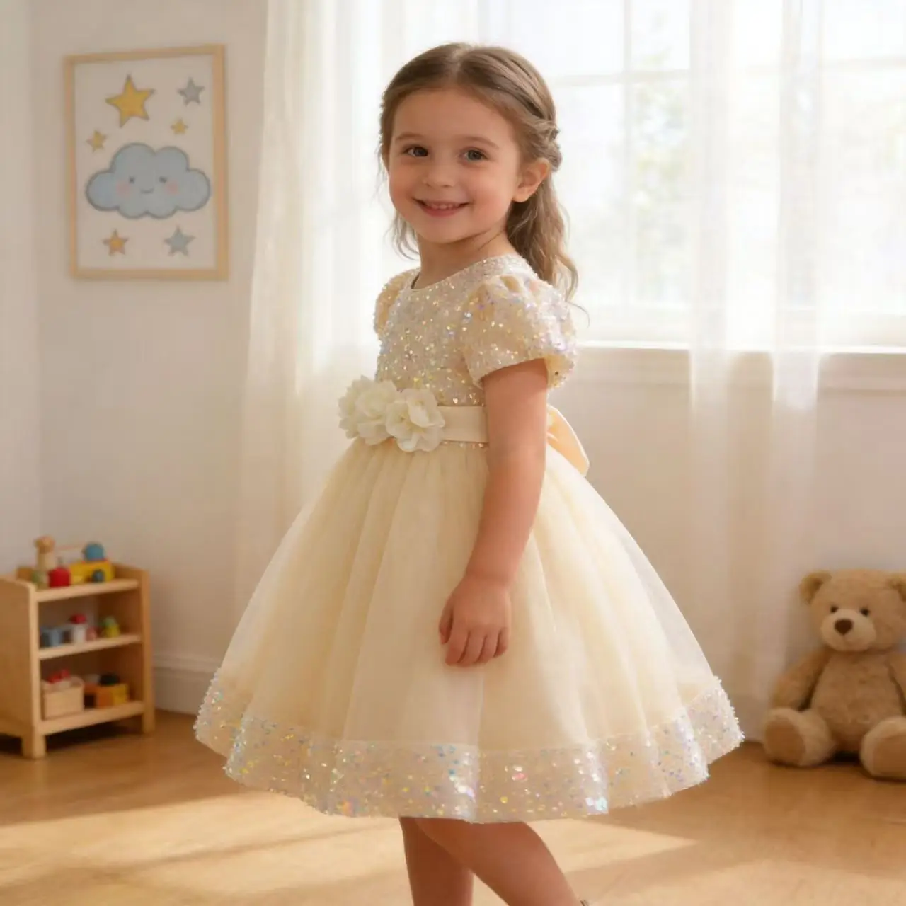 Sequin Tulle Puffy Princess Dress Kids Formal Party Gown for Baby Girls Birthday Banquet One Year Old Outfit for 6M-4Y
Sequin Tulle Puffy Princess Dress Kids Formal Party Gown for Baby Girls Birthday Banquet One Year Old Outfit for 6M-4Y