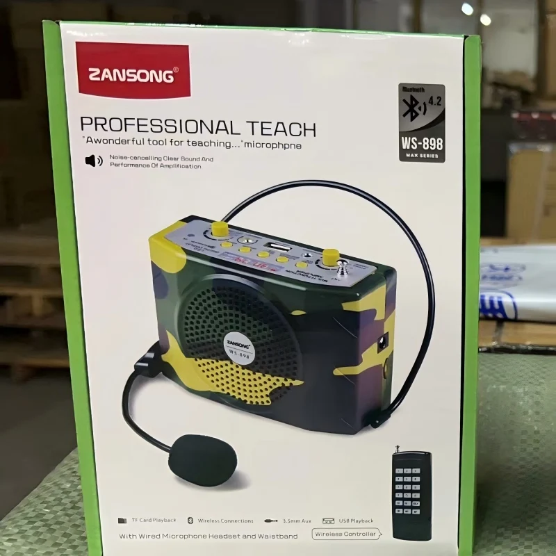WS898 Professional Teach Megaphone With Wired Microphone Headset Waistband Noise Cancellation Supports BT TF Card 3.5mm Aux USB
WS898 Professional Teach Megaphone With Wired Microphone Headset Waistband Noise Cancellation Supports BT TF Card 3.5mm Aux USB