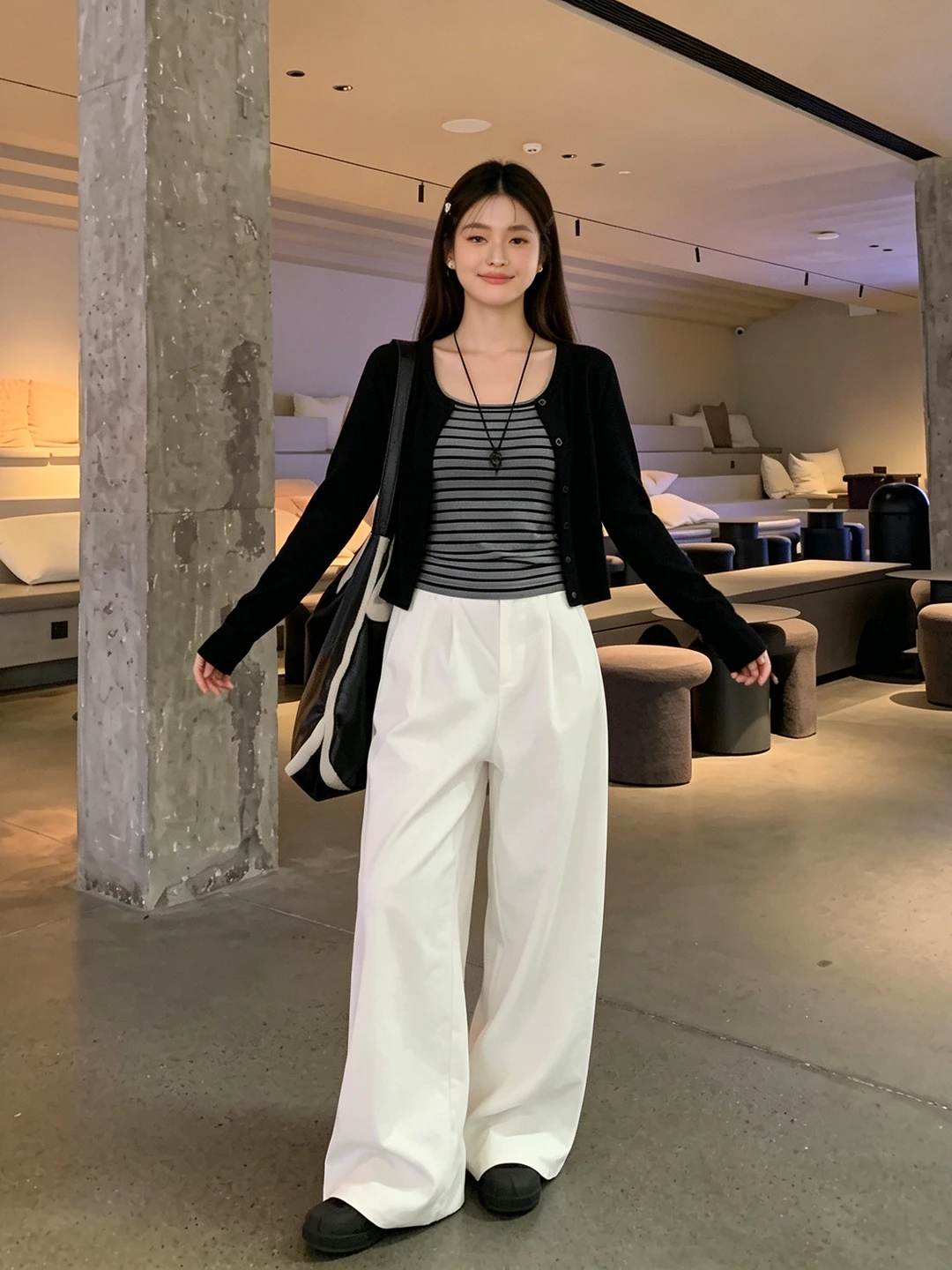 Striped Long Sleeve Vest Top Women's Slim Fit Fashion Set with Small Strap T-Shirt Spring Autumn Black Open Cardigan Two Piec...
Striped Long Sleeve Vest Top Women's Slim Fit Fashion Set with Small Strap T-Shirt Spring Autumn Black Open Cardigan Two Piec...