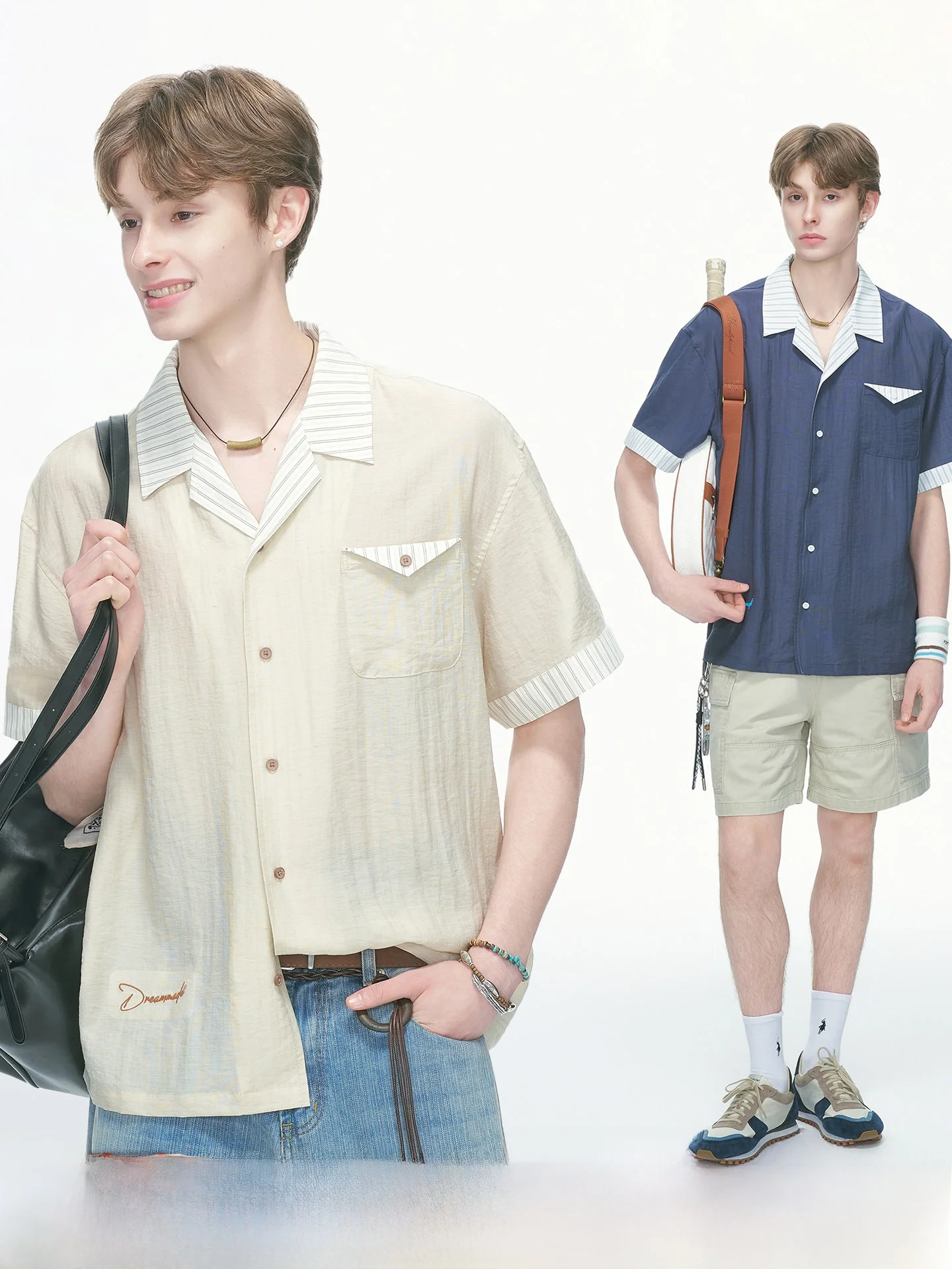 Dream Made Men's Linen Cuban Collar Short Sleeve Shirt Summer Half Sleeve Shirt Color Block Pattern Breathable Comfortable
Dream Made Men's Linen Cuban Collar Short Sleeve Shirt Summer Half Sleeve Shirt Color Block Pattern Breathable Comfortable