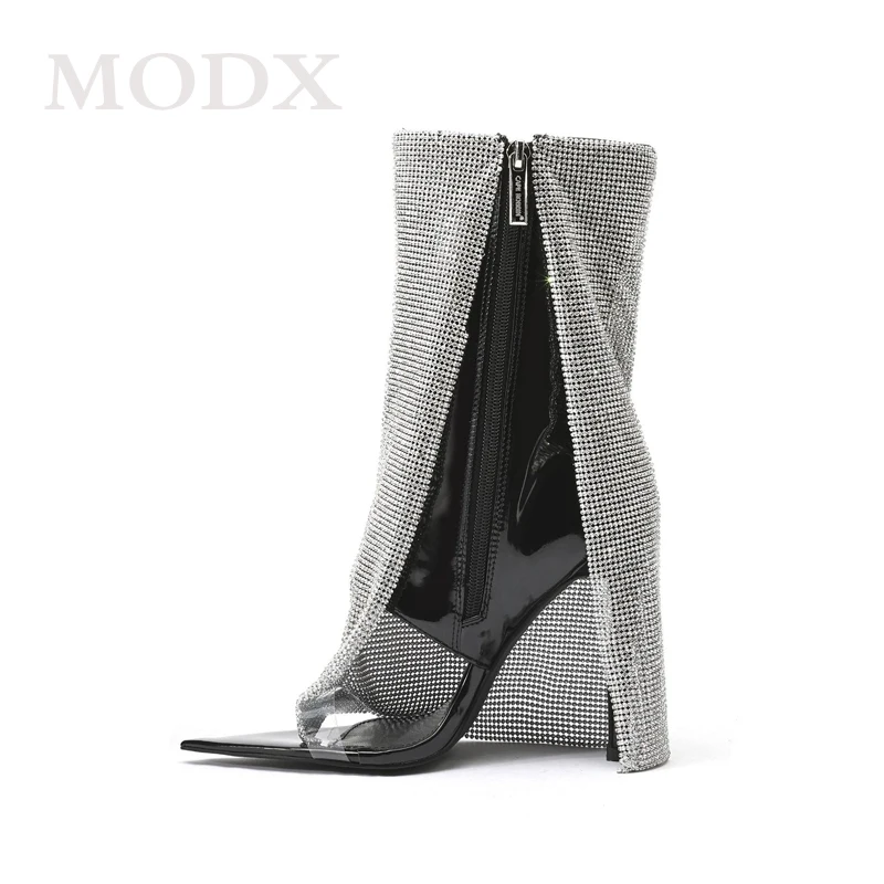 Rhinestone Trouser Tube Boots 2023 New Pointed Toe Open Toe Large Size Women's Sandals Boot Side Zip Runway Thin High Heel Shoes
Rhinestone Trouser Tube Boots 2023 New Pointed Toe Open Toe Large Size Women's Sandals Boot Side Zip Runway Thin High Heel Shoes