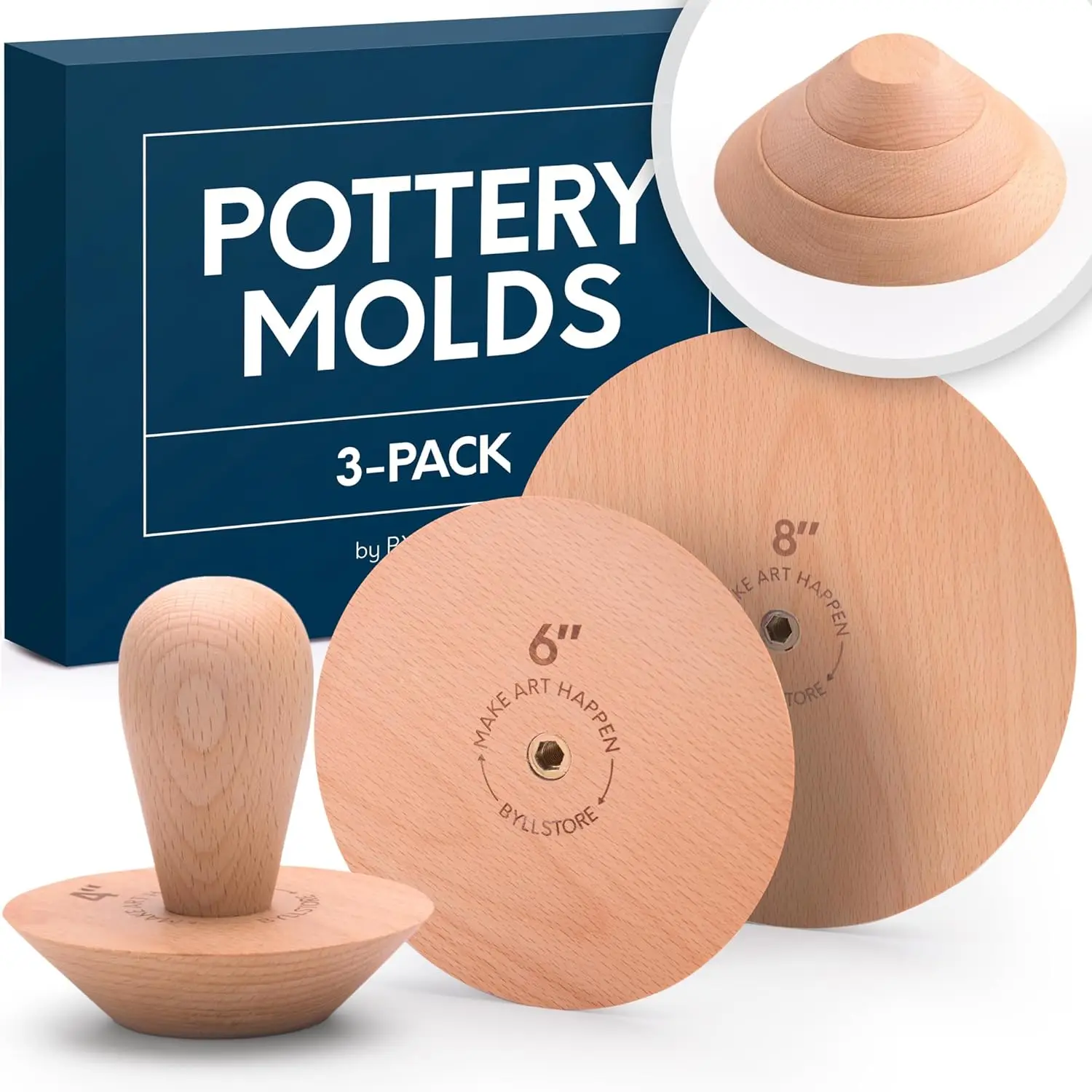3-Pack Round Pottery Molds | Create Bowls & Plates | 4″, 6″ & 8″ Ceramic Tops | Interchangeable Handle
3-Pack Round Pottery Molds | Create Bowls & Plates | 4″, 6″ & 8″ Ceramic Tops | Interchangeable Handle