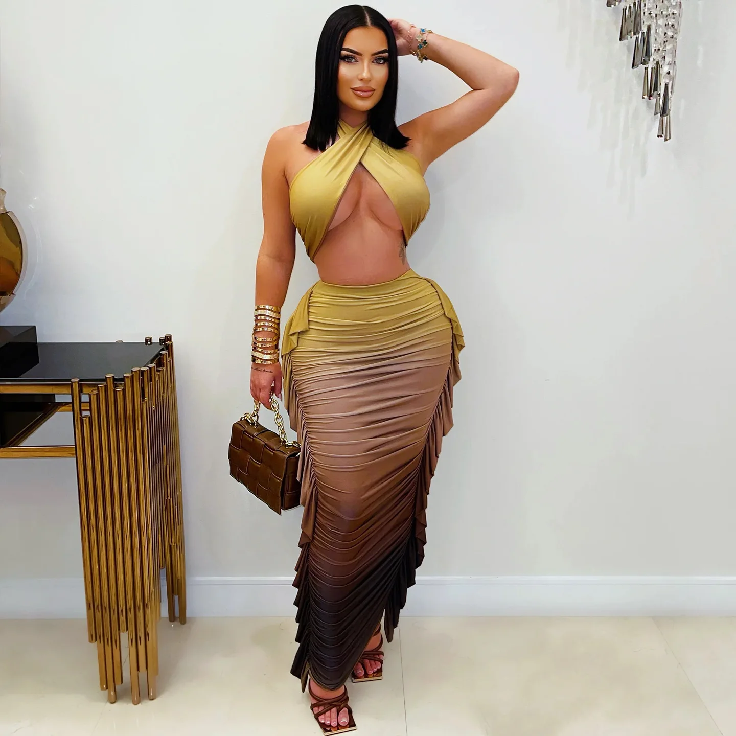 Sexy Tube Tops and Ruched Pleated Skirts 2 Piece Sets Party Club Suits
Sexy Tube Tops and Ruched Pleated Skirts 2 Piece Sets Party Club Suits