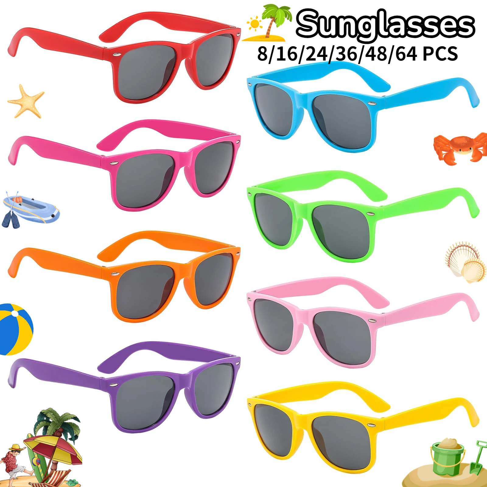 8-64Pcs Colorful Wedding Sunglasses Bulk Beach Pool Party Sunglass Favors for Gifts UV400 Eyewear for Birthday Bachelor party
8-64Pcs Colorful Wedding Sunglasses Bulk Beach Pool Party Sunglass Favors for Gifts UV400 Eyewear for Birthday Bachelor party