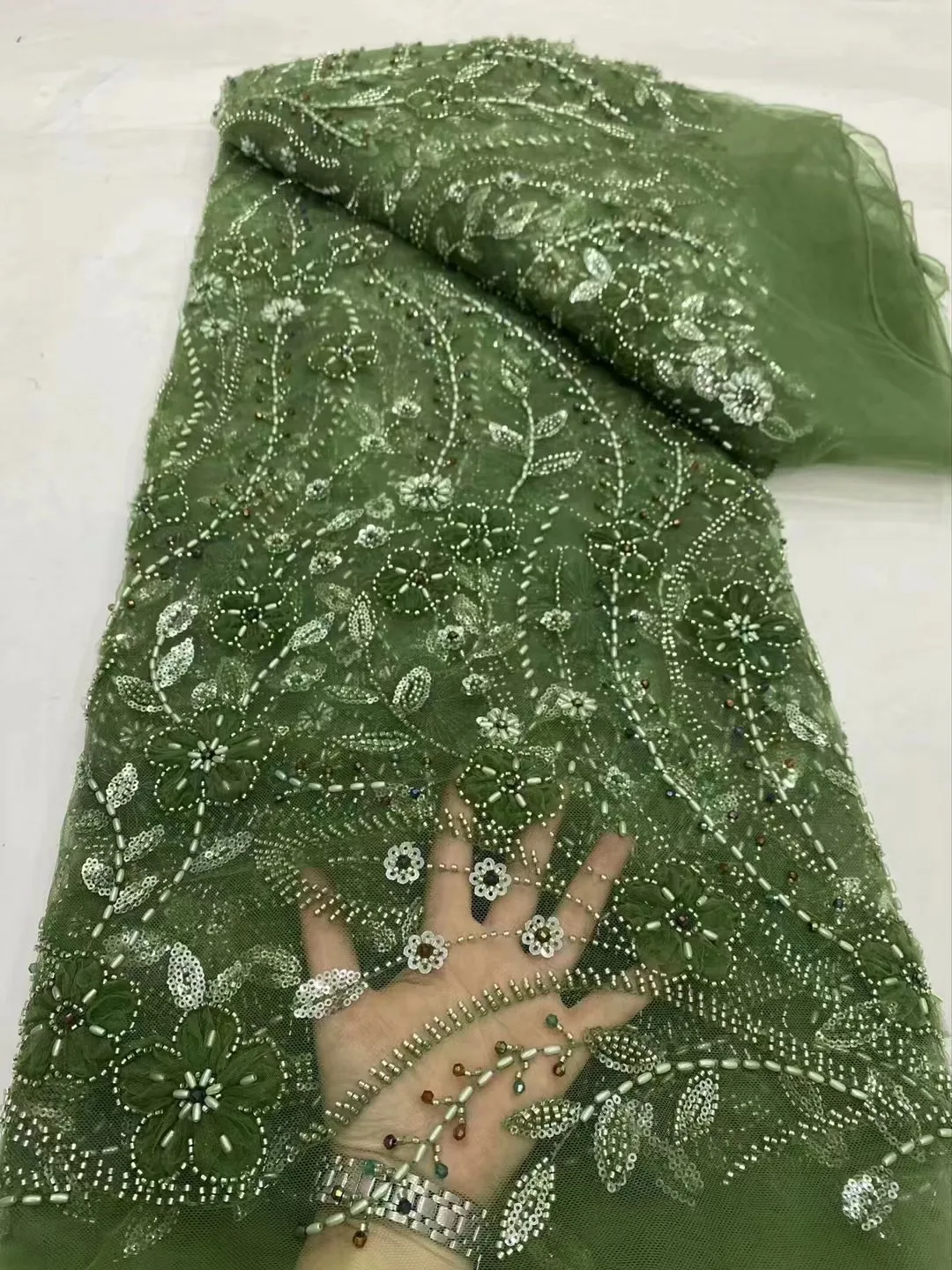 Orange African Lace Fabric with Sequins and Beaded Embroidery for Wedding Dress, Nigerian and French Tulle, High Quality, 2024
Orange African Lace Fabric with Sequins and Beaded Embroidery for Wedding Dress, Nigerian and French Tulle, High Quality, 2024
