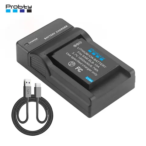 Probty 1800mAh SLB-10A SLB 10A Battery+LED Charger for Samsung P800 P1000 PL50 PL51 PL55 SL420 SL502 SL620 SL720 SL820 WB700