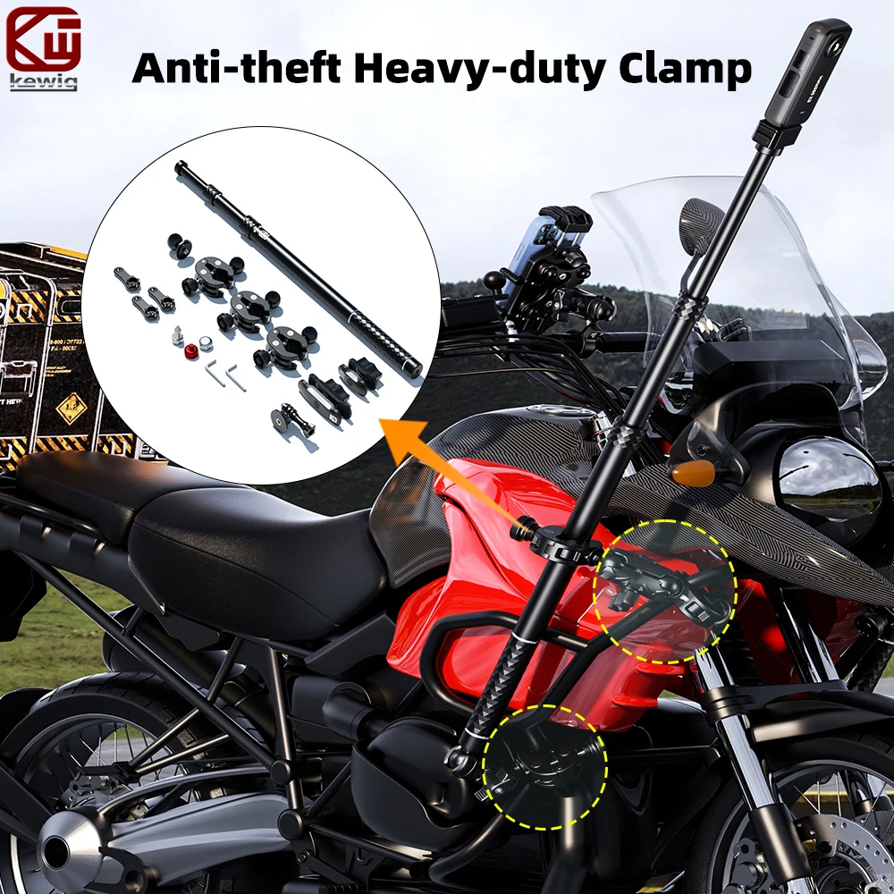 Kewig Motorcycle Telescopic Selfie Stick CNC Aluminum 16.73-43.31" Adjustable 360° Rotatable Anti-theft Clamp for GoPro Insta360
Kewig Motorcycle Telescopic Selfie Stick CNC Aluminum 16.73-43.31" Adjustable 360° Rotatable Anti-theft Clamp for GoPro Insta360