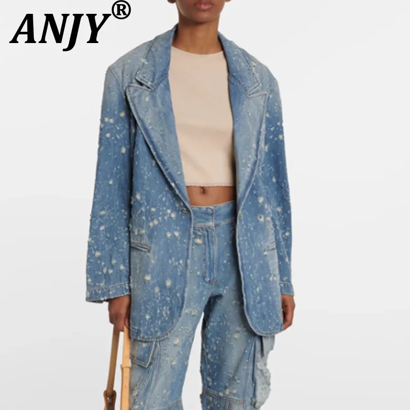 ANJY Autumn New Women European Fashion Elegant Unique Ripped Distressed Denim Casual Blazer Chic Ins Streetwear Versatile A16534
ANJY Autumn New Women European Fashion Elegant Unique Ripped Distressed Denim Casual Blazer Chic Ins Streetwear Versatile A16534