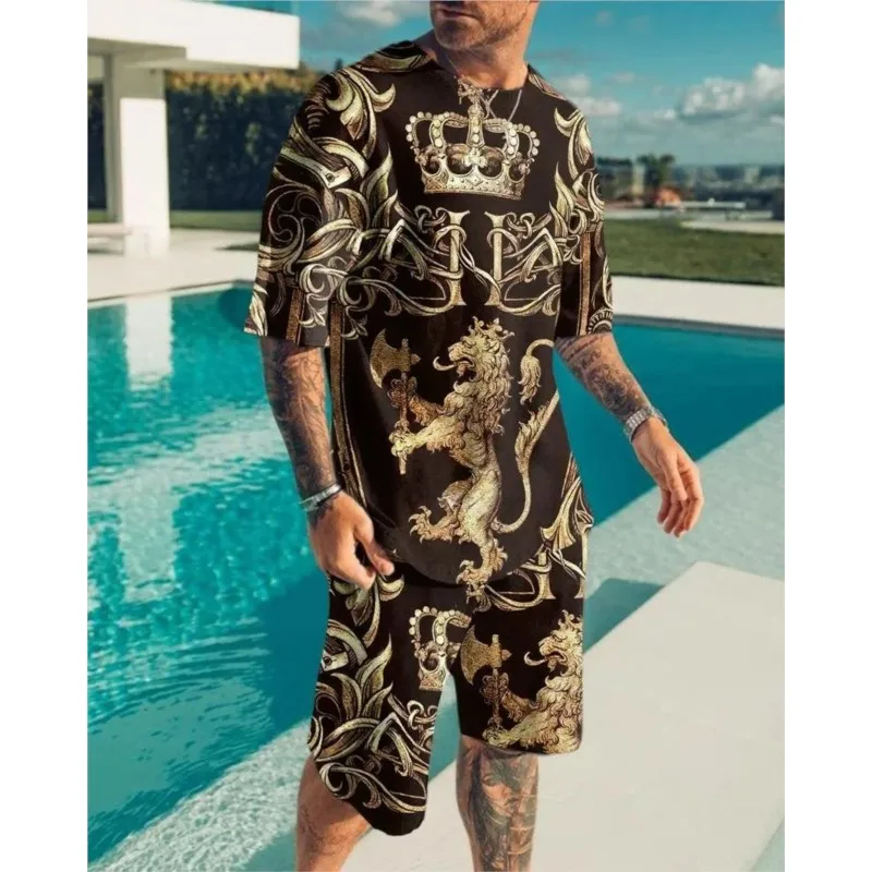 Men's Shorts Sets Fierce Beast Lion Pattern Casual Street T Shirts Shorts 2 PCS Outfits 3D Print O-Neck Tracksuit Suit Summer
Men's Shorts Sets Fierce Beast Lion Pattern Casual Street T Shirts Shorts 2 PCS Outfits 3D Print O-Neck Tracksuit Suit Summer