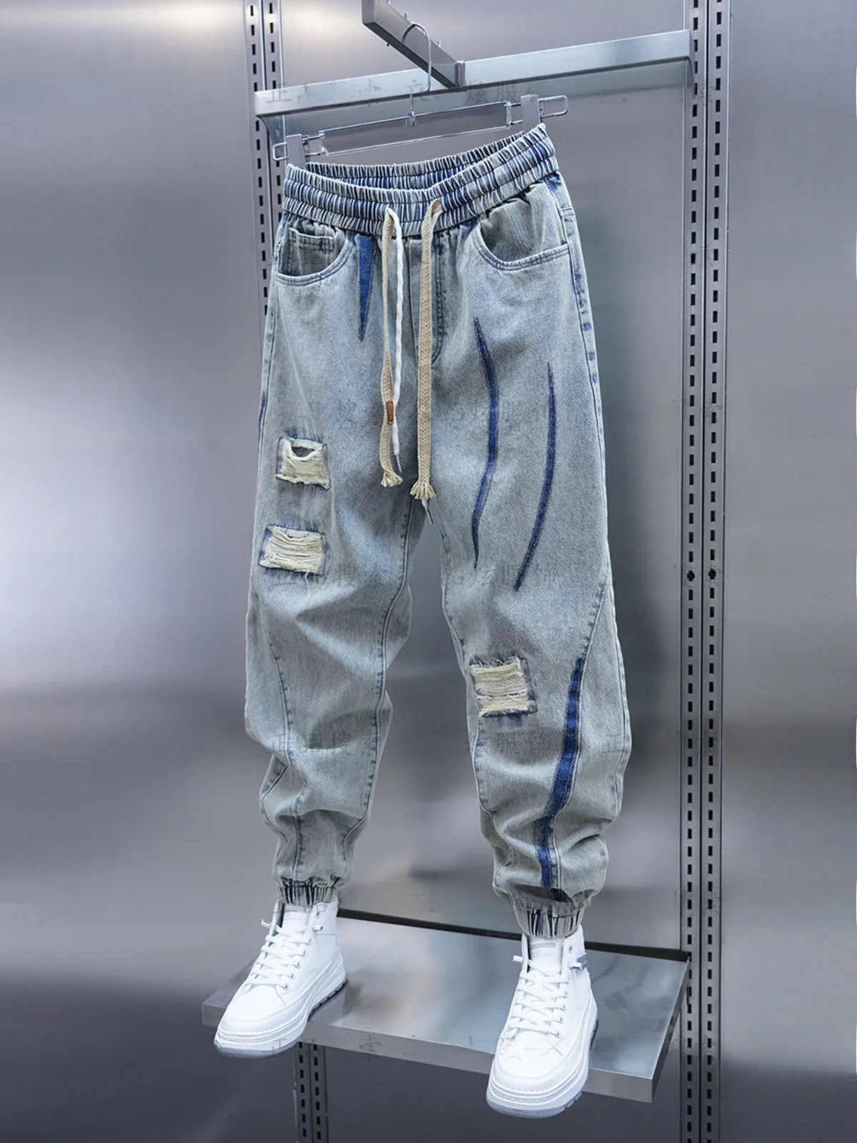 Extra Large 300 Pounds Trendy Men's Fake Ripped Denim Jeans Loose Cuffed Pants Fashionable Slim Harlan Trousers Casual Wear
Extra Large 300 Pounds Trendy Men's Fake Ripped Denim Jeans Loose Cuffed Pants Fashionable Slim Harlan Trousers Casual Wear