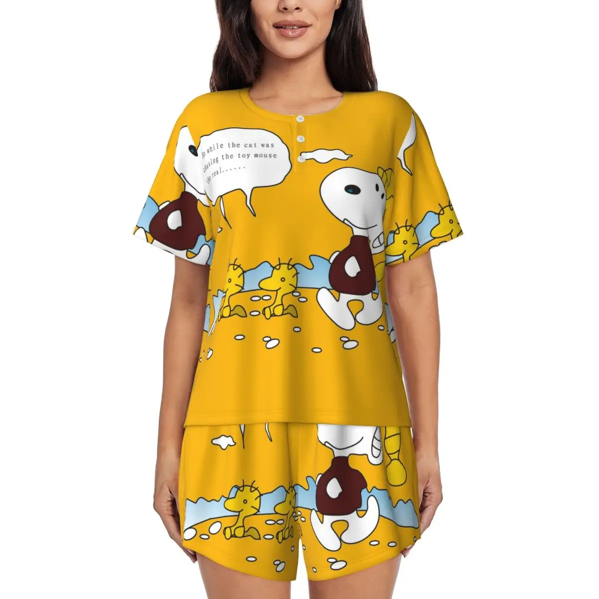 Womens Manga Snoopy Woodstock Cartoon Dog Pajamas Set Custom Printed Short Sleeve Sleepwear Loungewear Pjs 2 Piece Sets
Womens Manga Snoopy Woodstock Cartoon Dog Pajamas Set Custom Printed Short Sleeve Sleepwear Loungewear Pjs 2 Piece Sets