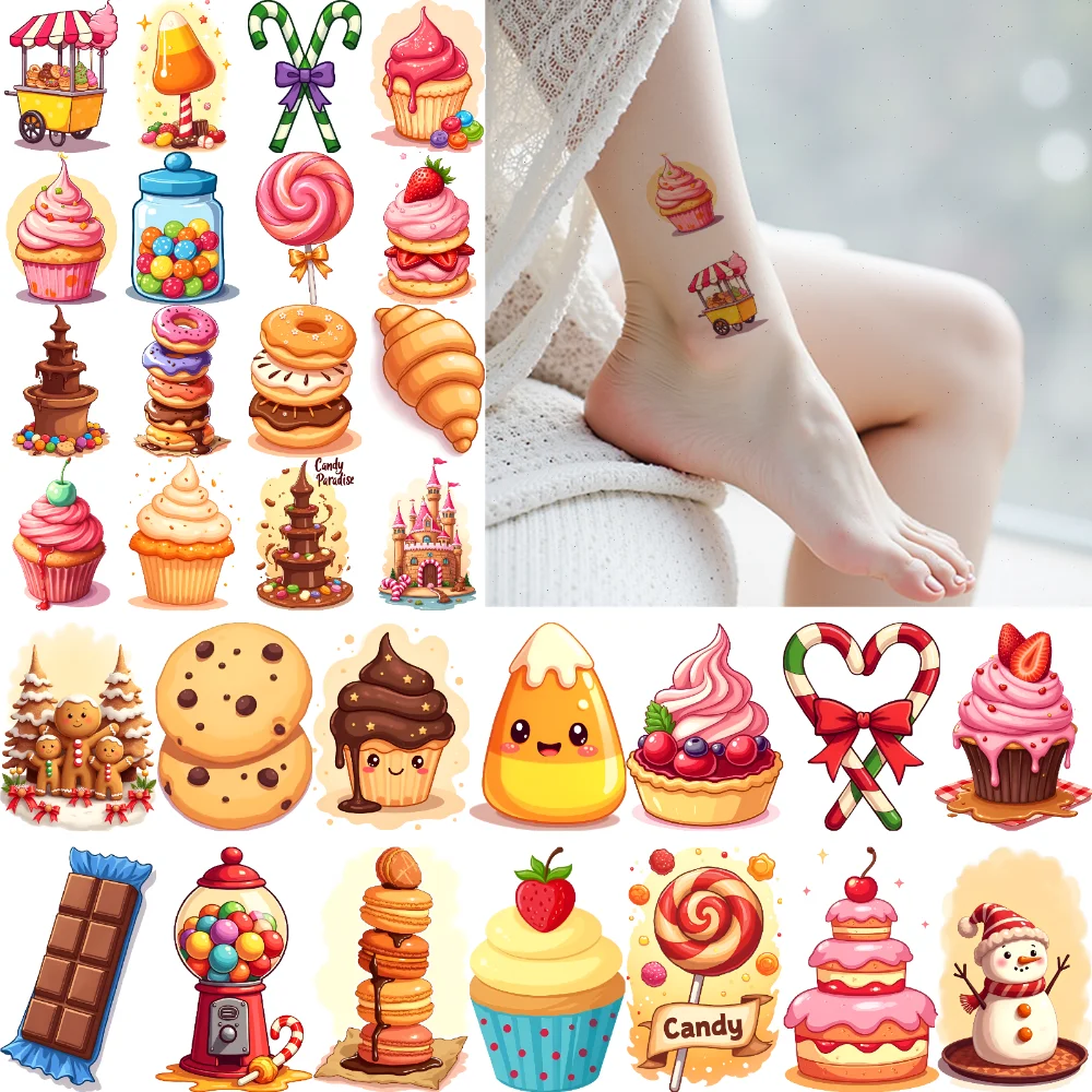 63pcs Temporary Tattoo Ice Cream Temporary Tattoo Stickers Donut Cupcake Cartoon Gingerbread House For Men Women
63pcs Temporary Tattoo Ice Cream Temporary Tattoo Stickers Donut Cupcake Cartoon Gingerbread House For Men Women