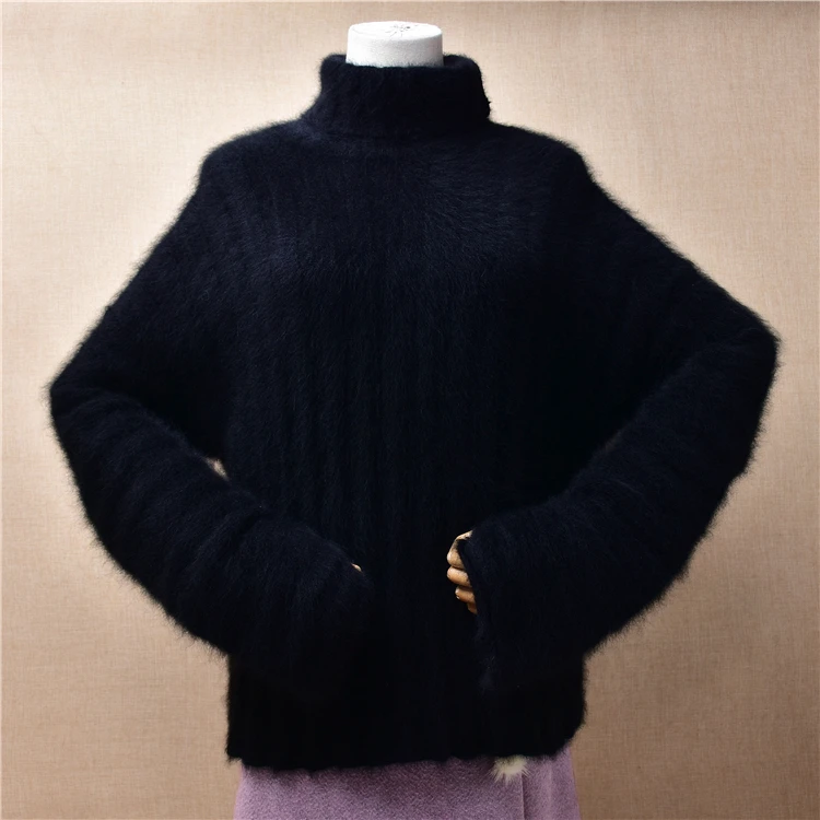Ladies Women Fall Winter Clothing Black Soft Hairy Mink Cashmere Knitted Turtleneck Loose Angora Pullover Jumper Sweater Pull
Ladies Women Fall Winter Clothing Black Soft Hairy Mink Cashmere Knitted Turtleneck Loose Angora Pullover Jumper Sweater Pull
