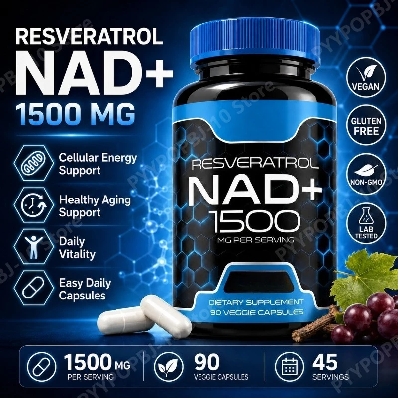 Liposomal NAD+ 1200mg+ Trans Resveratrol 300mg Daily Energy Antioxidant Support Vegan 90 Veggie Capsules
Liposomal NAD+ 1200mg+ Trans Resveratrol 300mg Daily Energy Antioxidant Support Vegan 90 Veggie Capsules