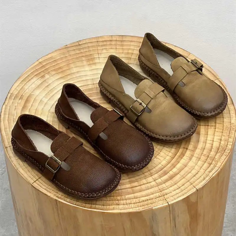 Retro village style women's cowhide shoes for outdoor leisure walking soft flat shoes farmers' field shoes All genuine leather
Retro village style women's cowhide shoes for outdoor leisure walking soft flat shoes farmers' field shoes All genuine leather