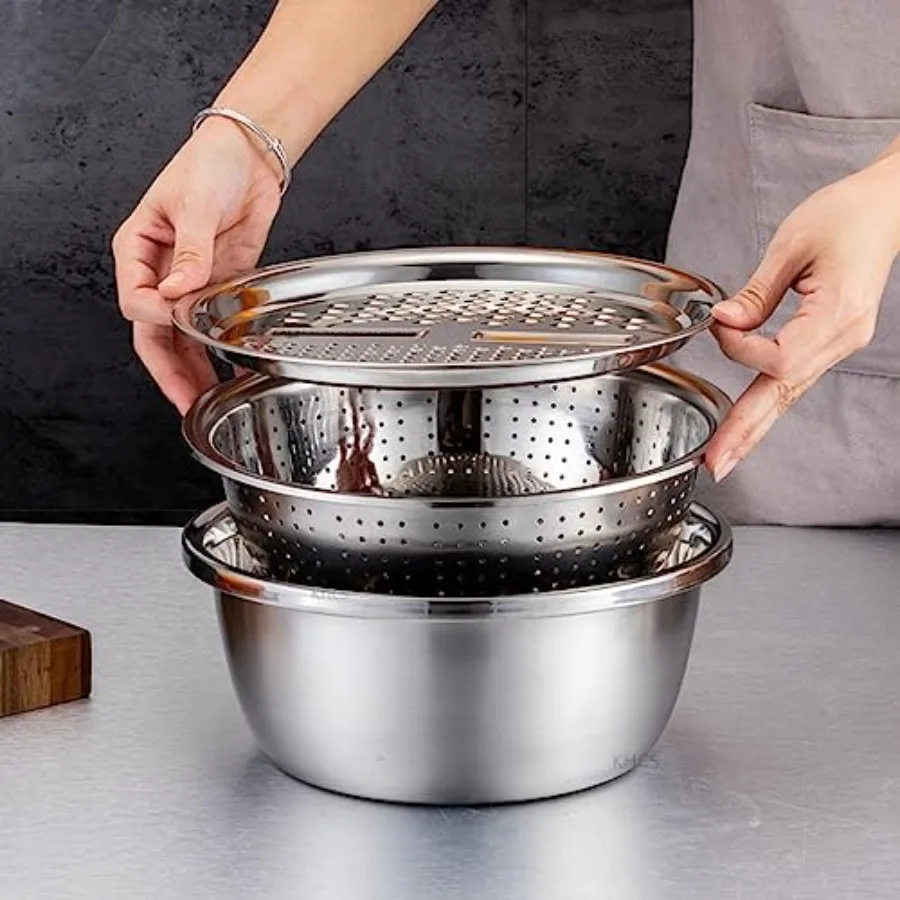 3 in 1 Stainless Steel Grater Shredder Slicer with Colander Drain Basin Bowl for Vegetables Fruits Salad as Washing Basket in K
3 in 1 Stainless Steel Grater Shredder Slicer with Colander Drain Basin Bowl for Vegetables Fruits Salad as Washing Basket in K