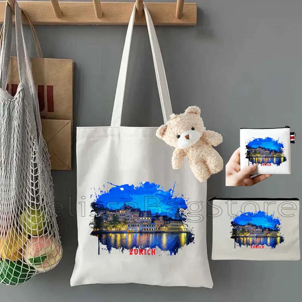 4PCS Gifts Set Zurich Switzerland White Canvas Tote Bag Handbag with Doll Key Coin Purse Cosmetic Makeup Toilet Bag Case Pouch
4PCS Gifts Set Zurich Switzerland White Canvas Tote Bag Handbag with Doll Key Coin Purse Cosmetic Makeup Toilet Bag Case Pouch