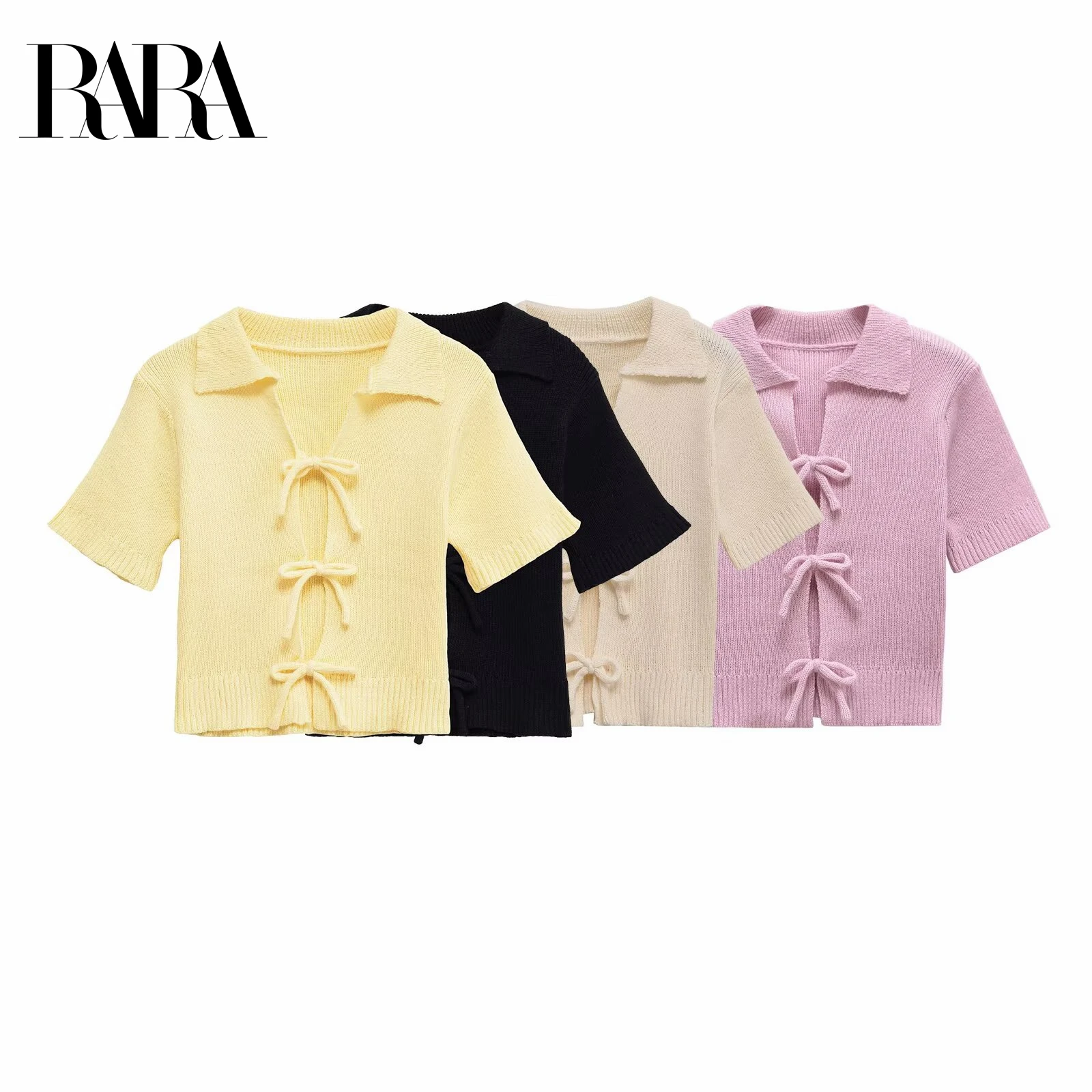 RARA2025 Women's Summer New Bow Placket Decorated Hot Sweet Lapel Short Sleeve Short Knit Top
RARA2025 Women's Summer New Bow Placket Decorated Hot Sweet Lapel Short Sleeve Short Knit Top