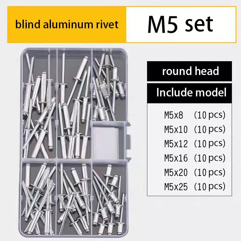 Алюминиевые заклепки, типы с круглой головкой и потайной головкой, глухие заклепки для дверей и окон, набор заклепок открытого типа
Алюминиевые заклепки, типы с круглой головкой и потайной головкой, глухие заклепки для дверей и окон, набор заклепок открытого типа