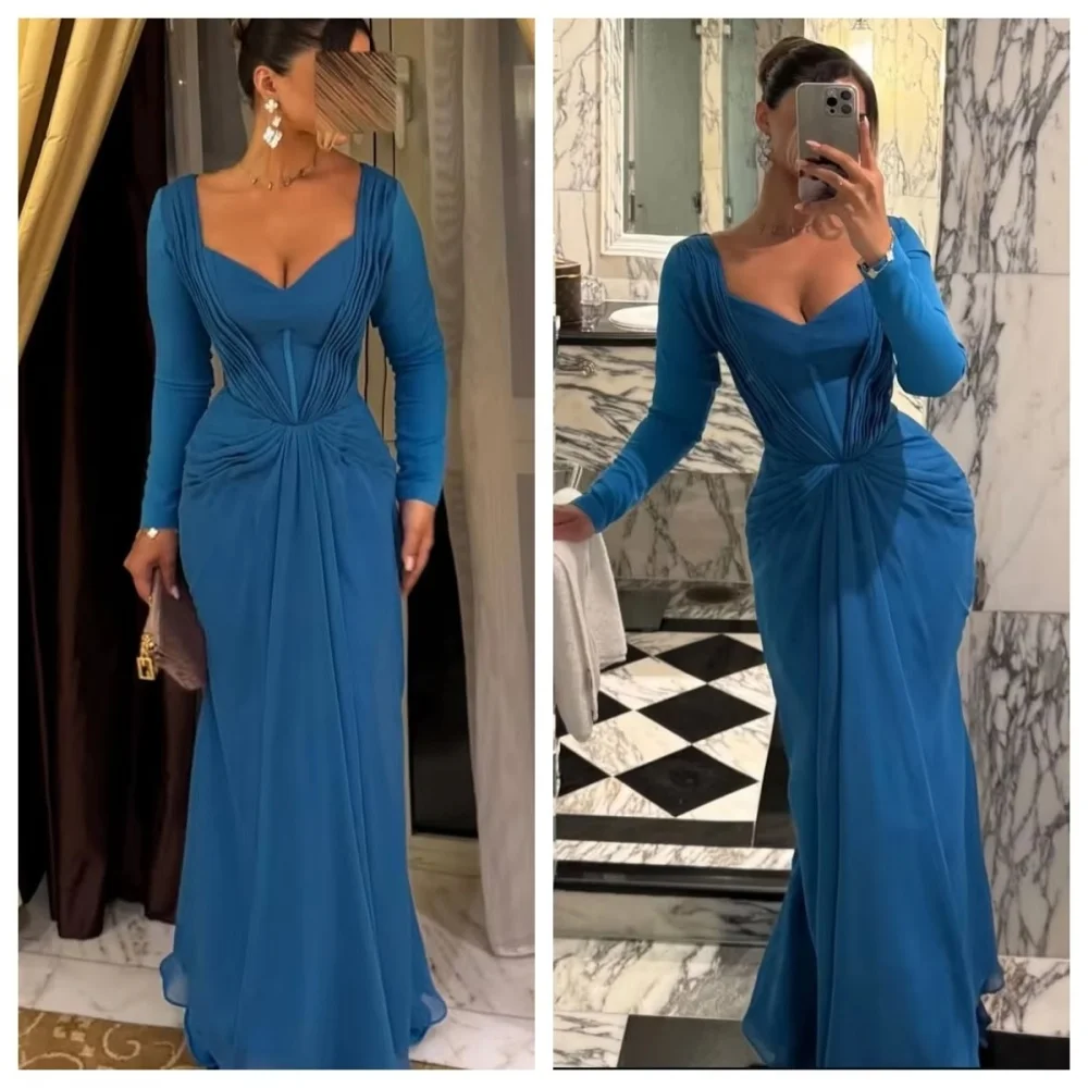 Customized Exquisite Long Sleeve Ruched Evening Dress Charming Sexy Ruffles Prom Dress Chiffon Party Gown вечернее платье
Customized Exquisite Long Sleeve Ruched Evening Dress Charming Sexy Ruffles Prom Dress Chiffon Party Gown вечернее платье