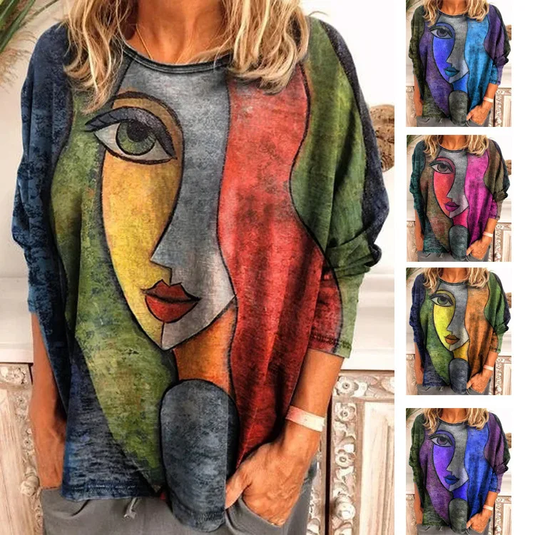 Autumn and Winter New Women's Face Print Long Sleeve Loose T-shirt Women Female Fashion Casual Tops Lady Clothing
Autumn and Winter New Women's Face Print Long Sleeve Loose T-shirt Women Female Fashion Casual Tops Lady Clothing