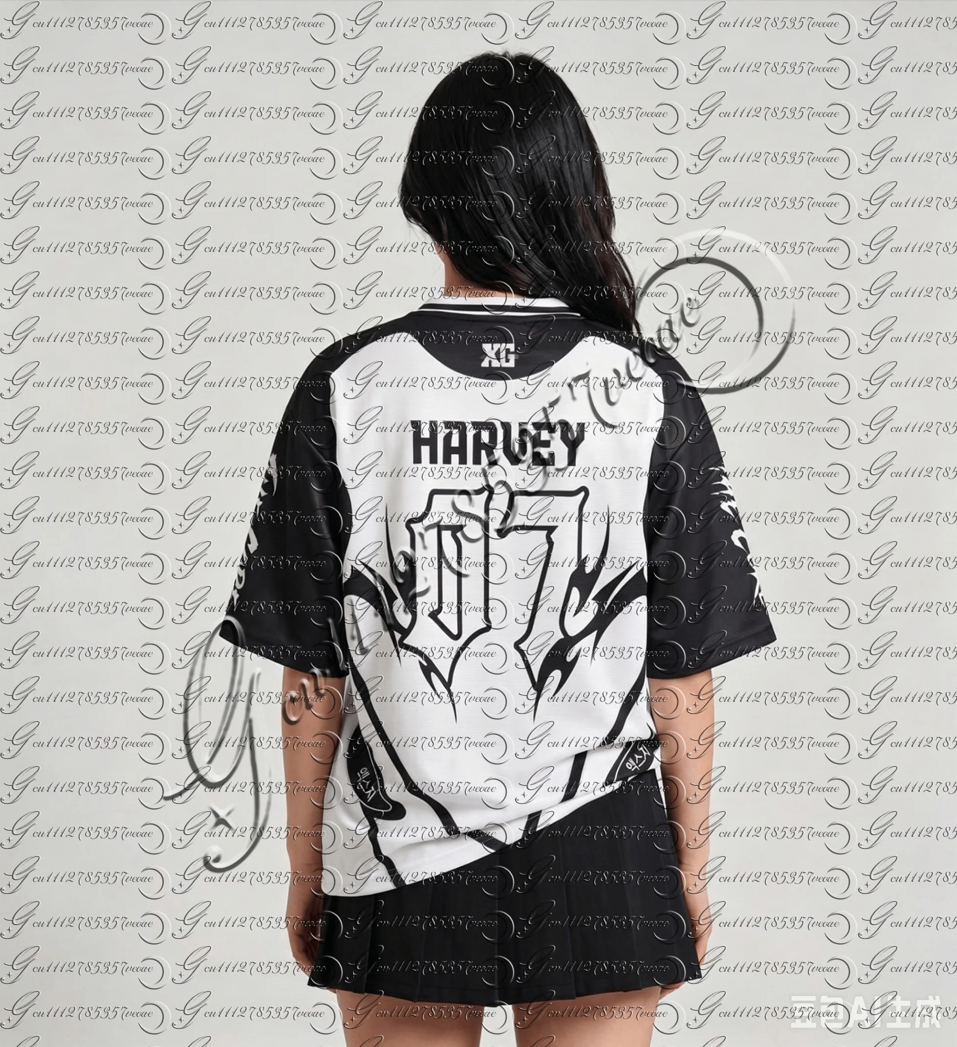 Y2K Black White Spliced Polo Jersey XG HARVEY 17 Gothic Spike Graphic Oversized Short Sleeve Kpop Fan Streetwear FamilyMatching
Y2K Black White Spliced Polo Jersey XG HARVEY 17 Gothic Spike Graphic Oversized Short Sleeve Kpop Fan Streetwear FamilyMatching