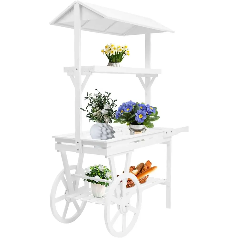 Трехъярусная деревянная тележка на колесиках - белая, 25 кг, идеально подходит для растений и демонстрации товаров
Трехъярусная деревянная тележка на колесиках - белая, 25 кг, идеально подходит для растений и демонстрации товаров