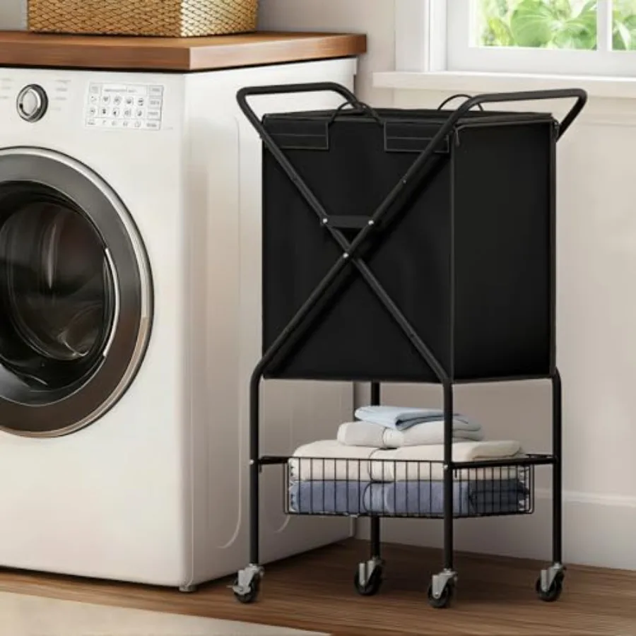 Laundry Basket with Wheels:88L Rolling Laundry Cart Foldable Metal Frame Dirty Clothes Laundry Hamper 36"H 4 Caster 2 Brake Wat
Laundry Basket with Wheels:88L Rolling Laundry Cart Foldable Metal Frame Dirty Clothes Laundry Hamper 36"H 4 Caster 2 Brake Wat