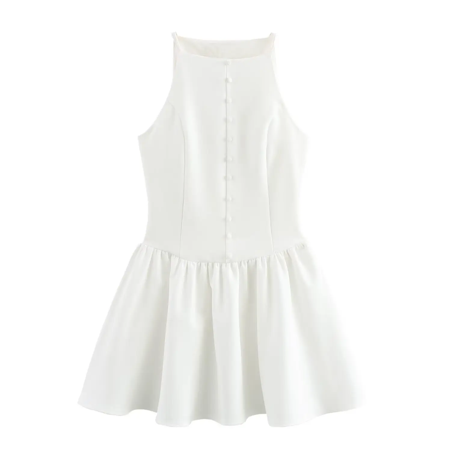 TRAFZA 2025 Summer Women Side Zipper Solid Sleeveless Dresses Round Collar Female Fashion Casual Button Decoration Mini Dress
TRAFZA 2025 Summer Women Side Zipper Solid Sleeveless Dresses Round Collar Female Fashion Casual Button Decoration Mini Dress