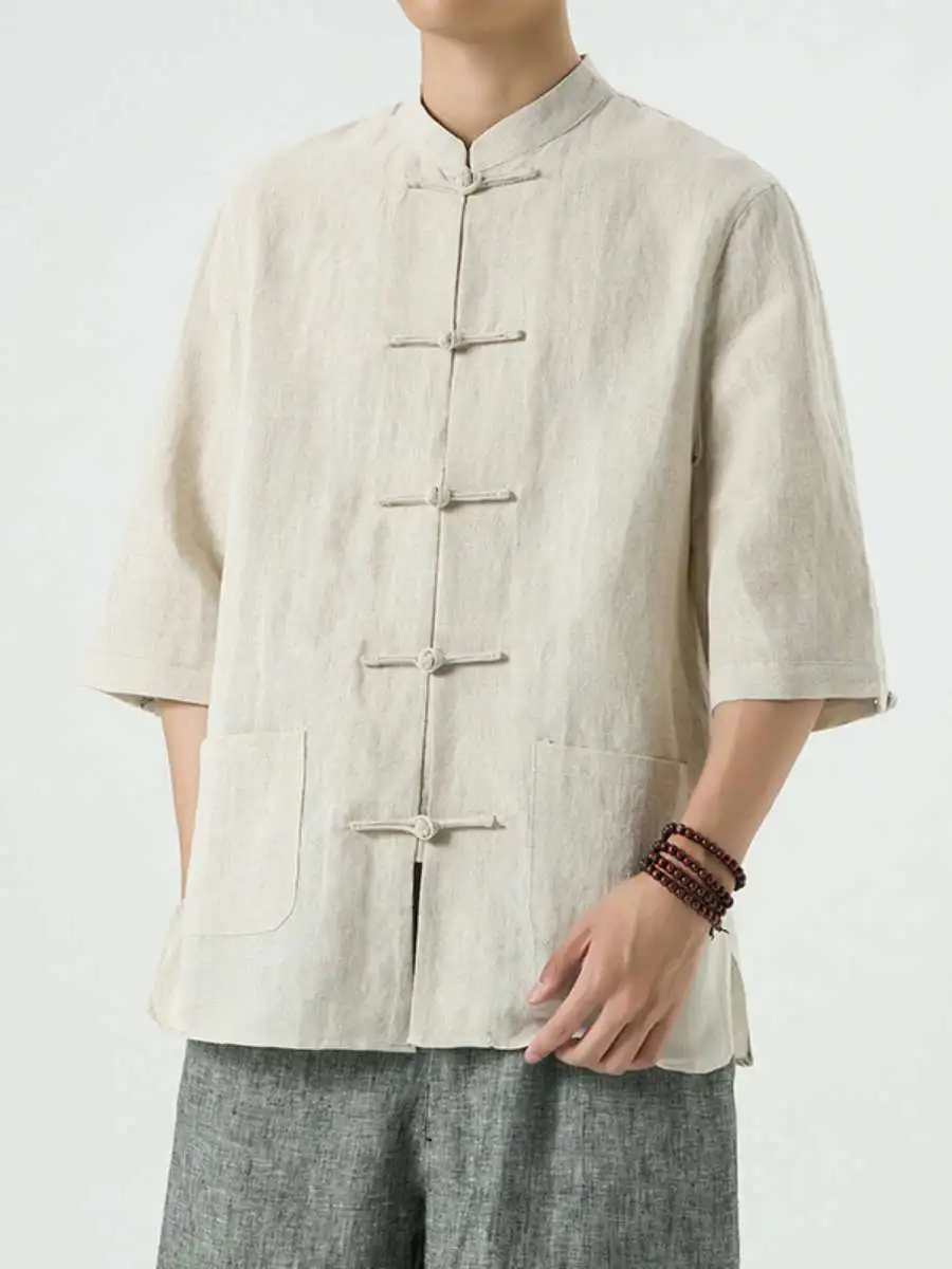 Men's Short Sleeve Linen Cotton Shirt Zen Tea Style Summer Retro Tang Costume Loose Fit Spring Pure Color Hanfu Shirts
Men's Short Sleeve Linen Cotton Shirt Zen Tea Style Summer Retro Tang Costume Loose Fit Spring Pure Color Hanfu Shirts