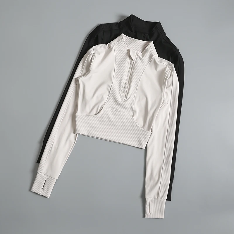 Stand collar half zipper tight sports jacket for women short running fitness clothes top training slimming yoga suit long
Stand collar half zipper tight sports jacket for women short running fitness clothes top training slimming yoga suit long