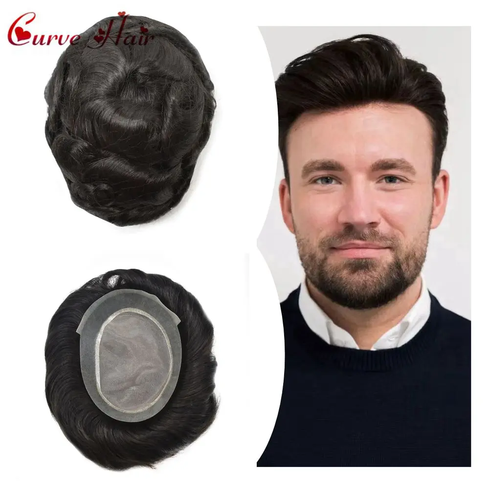 Natural Black Mens Toupee Hairpiece Remy Human Hair Replacement System for Men Thin Skin Around Hand Made Male Hair Prosthesis
Natural Black Mens Toupee Hairpiece Remy Human Hair Replacement System for Men Thin Skin Around Hand Made Male Hair Prosthesis