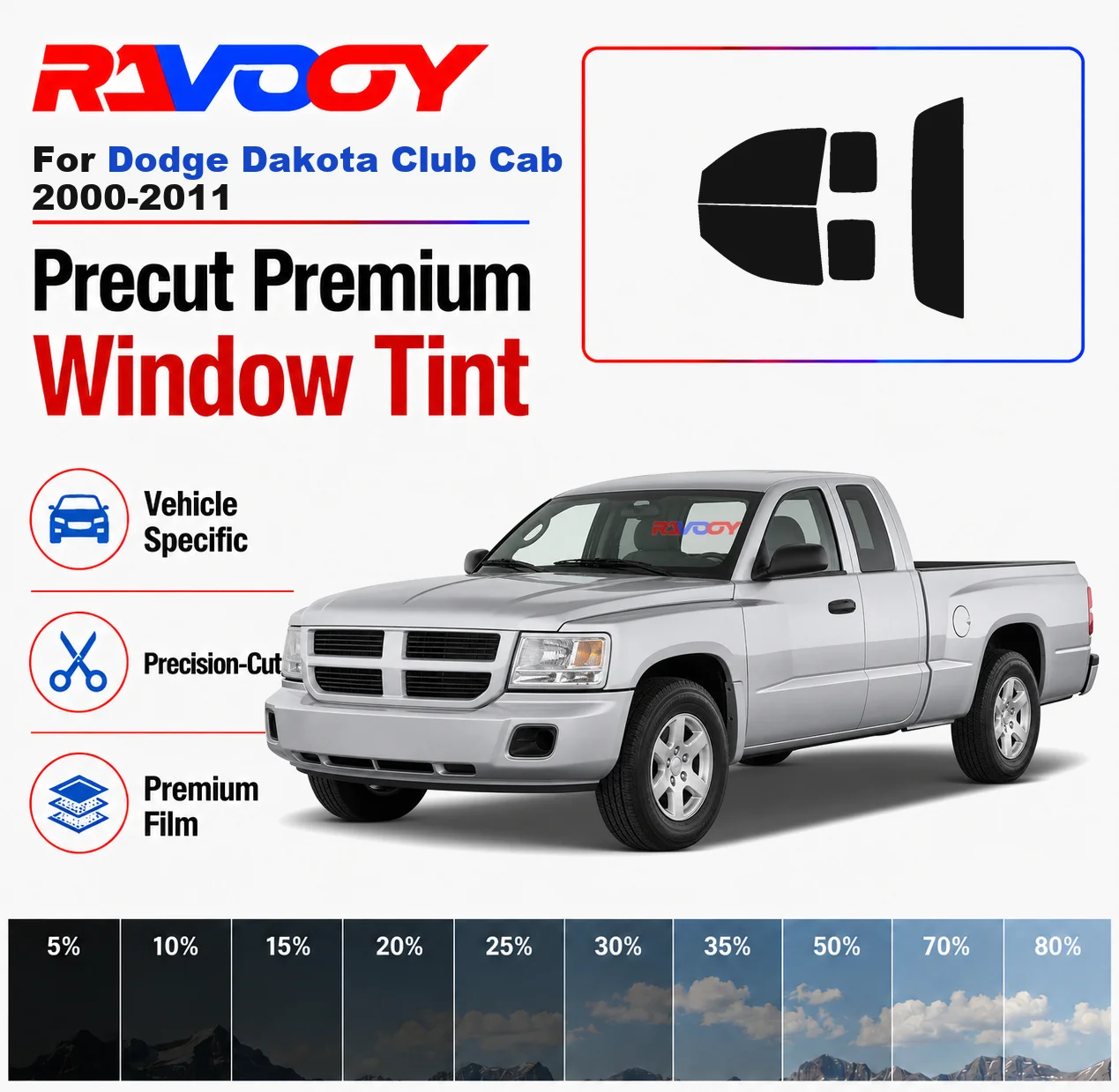 Premium Precut Window Tint Kit Front Windows Rear Windows Rear Windshield For Dodge Dakota Club Cab 2000-2011 Nano Ceramic Film
Premium Precut Window Tint Kit Front Windows Rear Windows Rear Windshield For Dodge Dakota Club Cab 2000-2011 Nano Ceramic Film